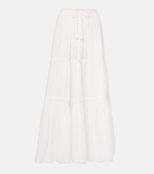 Poupette St Barth Tiered cotton maxi skirt