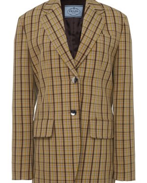 Prada - Checked Wool Blazer - Multi - IT 40 - Moda Operandi
