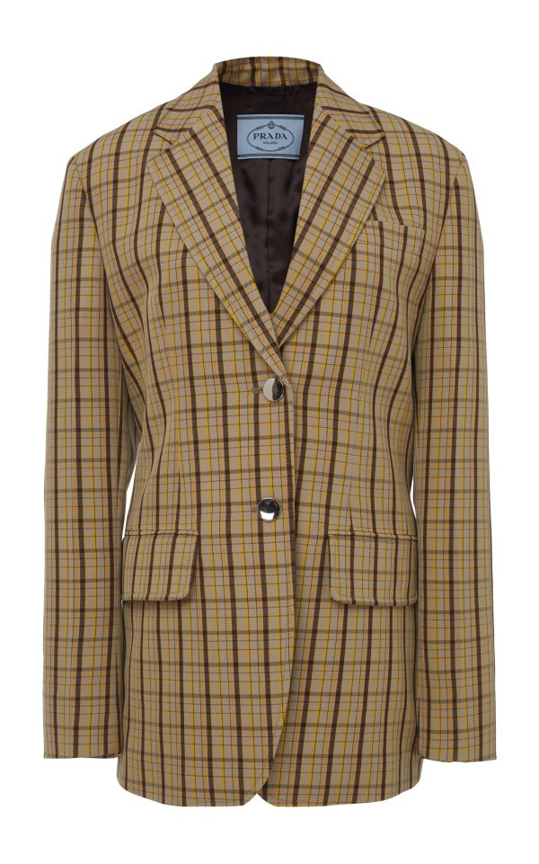 Prada - Checked Wool Blazer - Multi - IT 40 - Moda Operandi