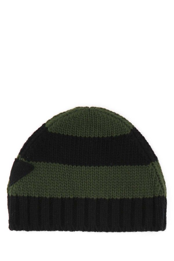 Prada Embroidered Wool Blend Beanie Hat