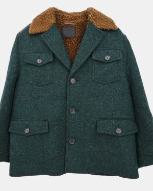 Prada Green Wool Coat Women Size 50