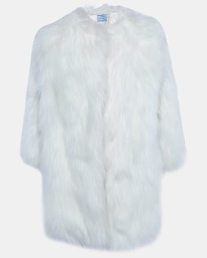 Prada Ivory Faux Fur Short Coat S