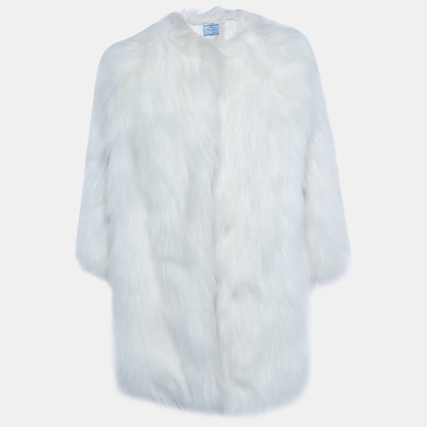Prada Ivory Faux Fur Short Coat S