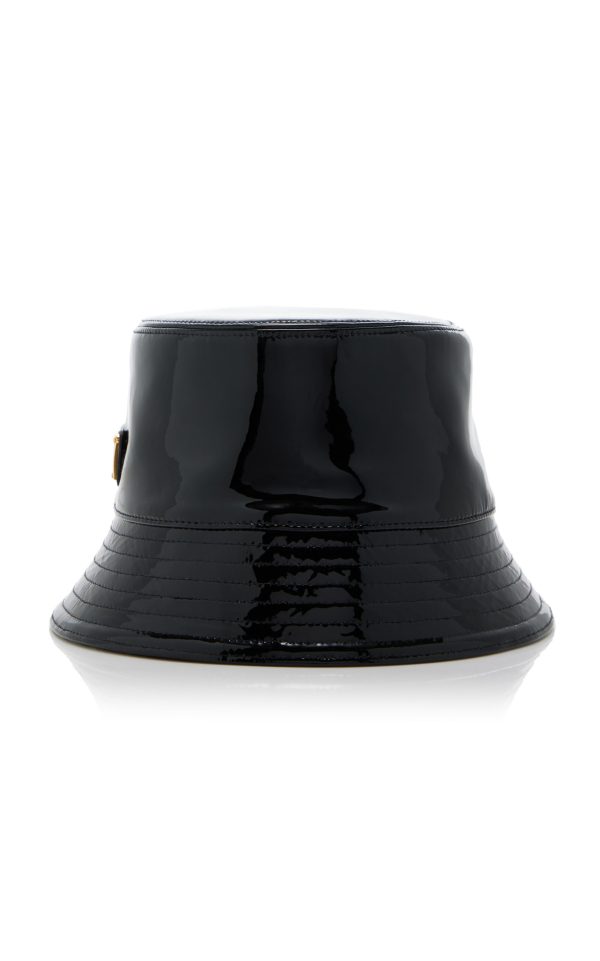 Prada - Patent Leather Bucket Hat - Black - S - Moda Operandi