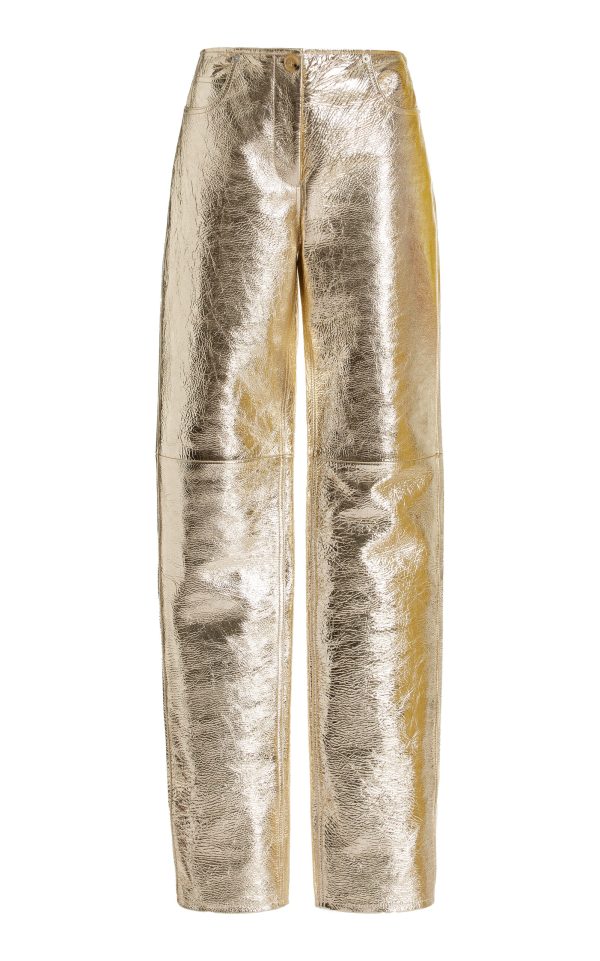 Proenza Schouler - Metallic Leather Straight-Leg Pants - Gold - US 0 - Moda Operandi