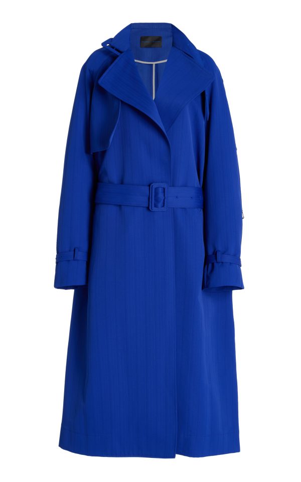 Proenza Schouler - Sabina Belted Jacquard Trench Coat - Royal Blue - US 0 - Moda Operandi