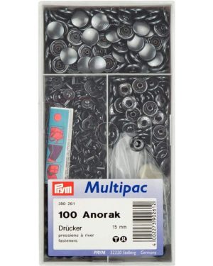 Prym Non-sew Press Fastener Anorak, 15mm, Black oxydized