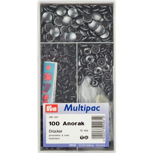 Prym Non-sew Press Fastener Anorak, 15mm, Black oxydized