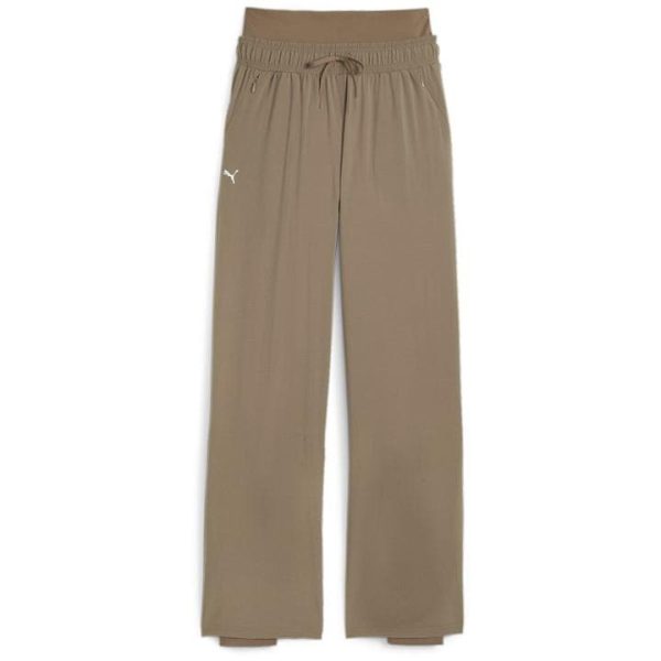 Puma Modest Activewear Wide Leg Pant Tracksuit Bottom Womens - Beige