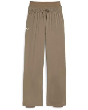 Puma Modest Activewear Wide Leg Pant Tracksuit Bottom Womens - Beige