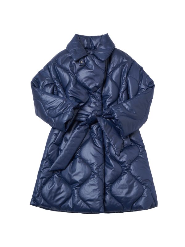 Quilted Nylon Puffer Coat W/ Belt