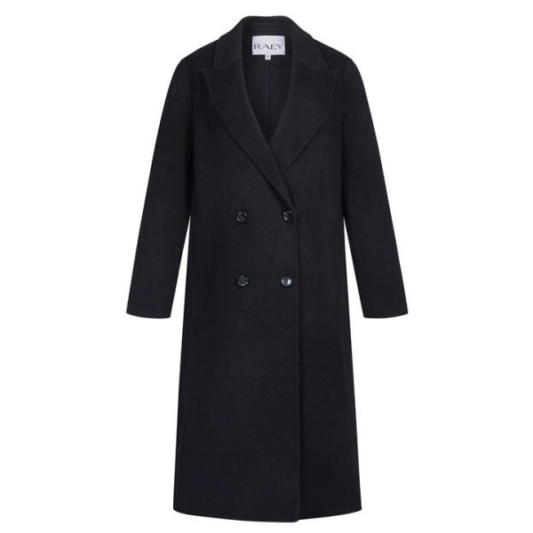 RAEY Double-Breasted Wool Coat - Black