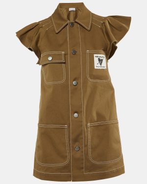 RED Valentino Khaki Cotton Button Front Shirt Jacket S