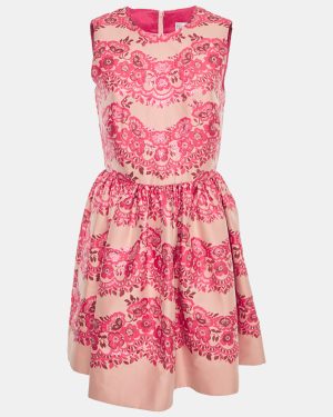 RED Valentino Pink Floral Metallic Jacquard Mini Dress M