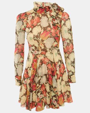 RED Valentino Pink Floral Print Silk Mini Dress S