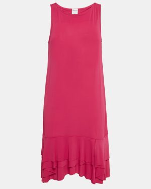 RED Valentino Pink Jersey Ruffle Hem Sleeveless Mini Dress L