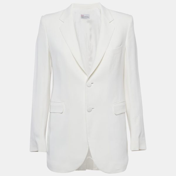 RED Valentino White Crepe Single Breasted Blazer M