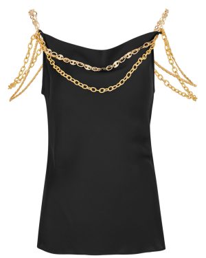 Rabanne Chain-embellished Satin Camisole top - Black - 34 (UK6 /xs)