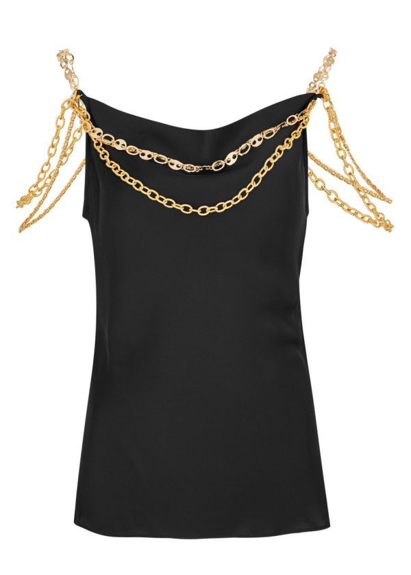 Rabanne Chain-embellished Satin Camisole top - Black - 34 (UK6 /xs)