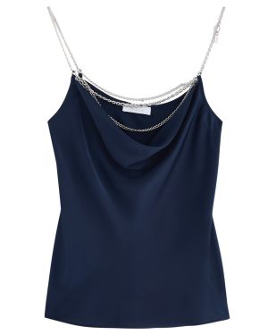 Rabanne Chain-embellished Satin Camisole top - Navy - 36 (UK8 / S)