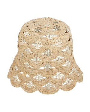 Rabanne - Embellished Woven Raffia Bucket Hat - Gold - OS - Moda Operandi