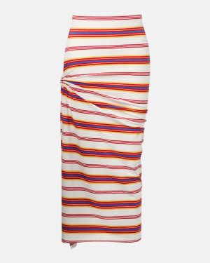 Rabanne Gathered striped cotton-blend maxi skirt
