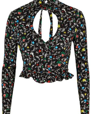 Rabanne Printed Stretch-jersey Wrap top - Black - 10