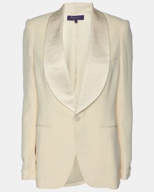 Ralph Lauren Purple Label Beige Silk Single Breasted Tuxedo Blazer S
