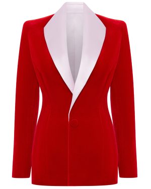 Rasario - Satin-Trimmed Velvet Blazer - Red - FR 44 - Moda Operandi