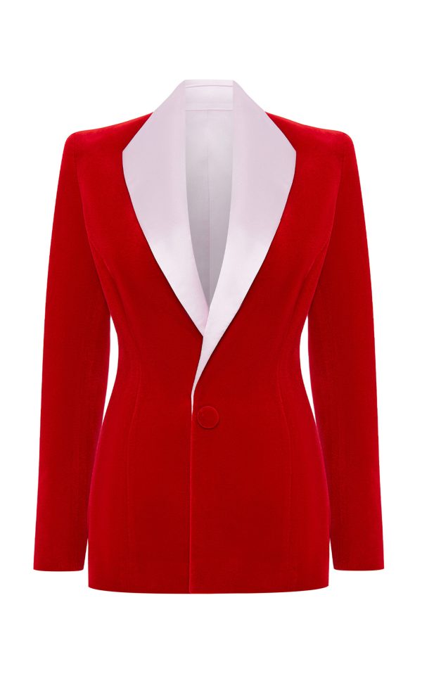 Rasario - Satin-Trimmed Velvet Blazer - Red - FR 44 - Moda Operandi