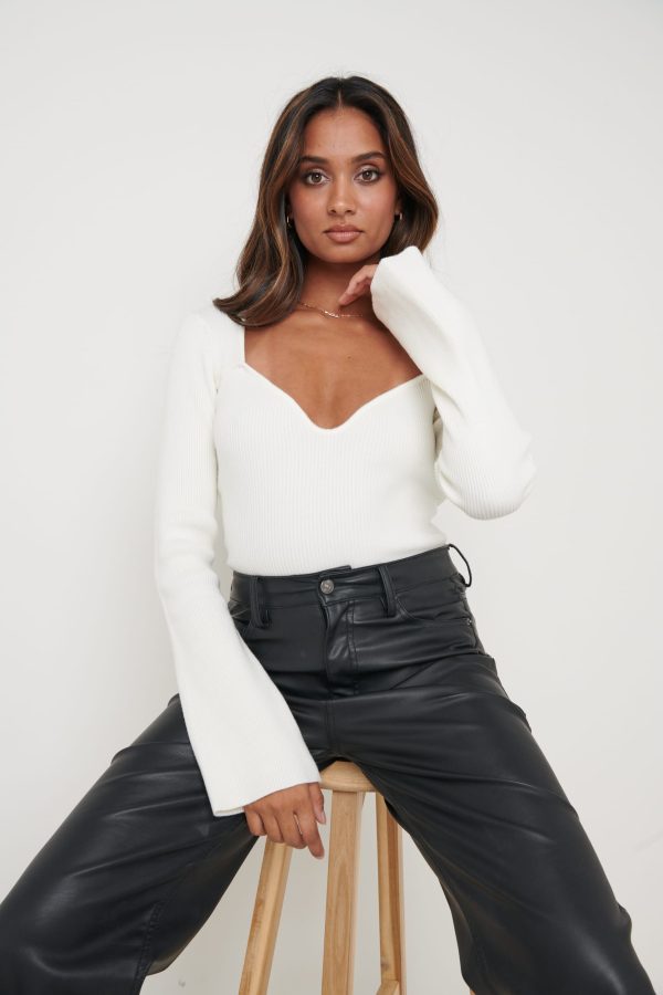 Rea Sweetheart Knit Top - Cream, XXL