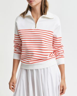 Red Breton Half Zip Sweatshirt