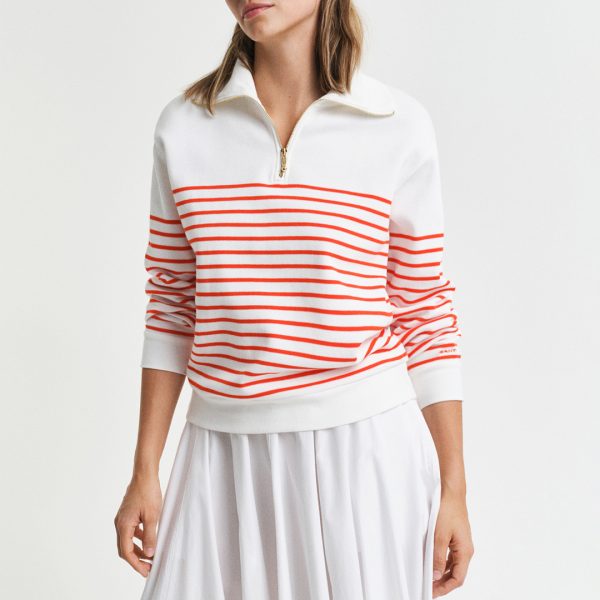 Red Breton Half Zip Sweatshirt