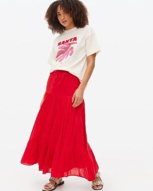 Red Maxi Boho Full Skirt
