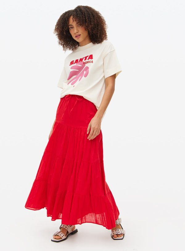 Red Maxi Boho Full Skirt