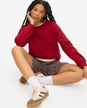 Red Relaxed Crew Sweatshirt