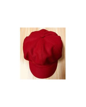 (Red) Women Newsboy Peaked Beret Cap Warm Visor Hat Flat Octagonal Peaked Cap