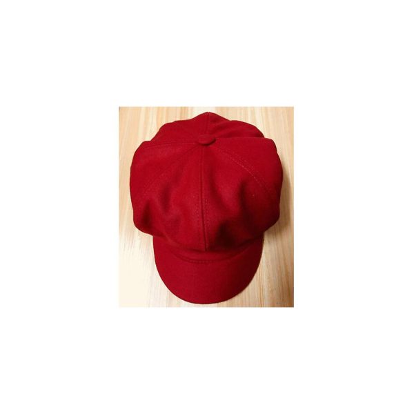 (Red) Women Newsboy Peaked Beret Cap Warm Visor Hat Flat Octagonal Peaked Cap