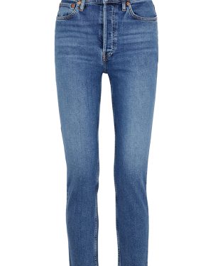 Re/done 90's Blue Cropped Skinny Jeans - Denim - W29