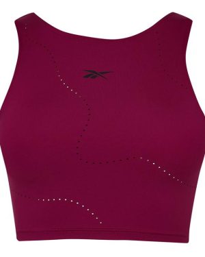 Reebok Lux Perform Crop Long-Sleeve Top Womens Gym Vest - Red