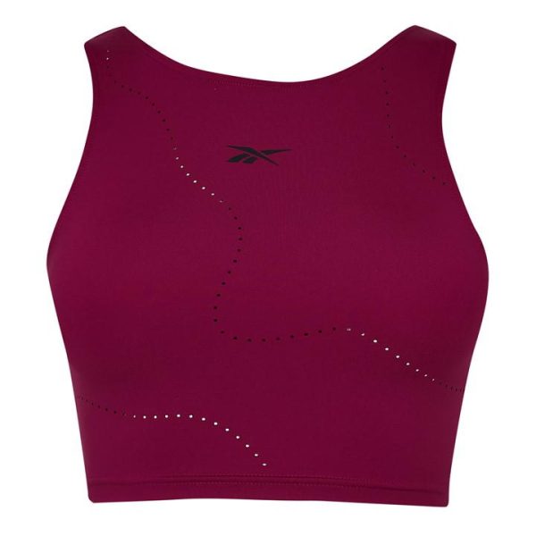 Reebok Lux Perform Crop Long-Sleeve Top Womens Gym Vest - Red