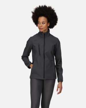 Regatta Professional Women's Ablaze 3-layer Printable Softshell Jacket Seal Grey Black, Size: 10