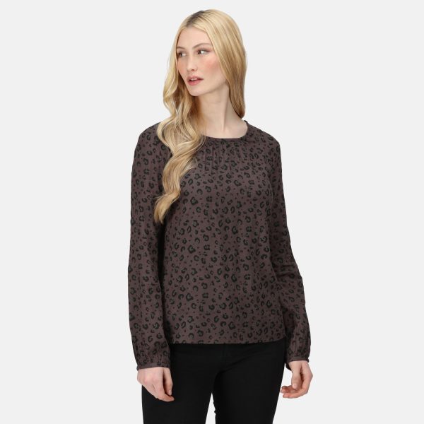 Regatta Women's Black Lightweight Hadria Animal Printed Blouse, Size: 12