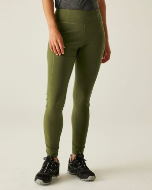 Regatta Womens Monira Hiking Leggings Camo Green, Size: 14 R