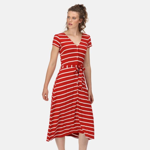 Regatta Women's Stylish Maisyn Stripe Shirt Dress True Red White Stripe, Size: 20