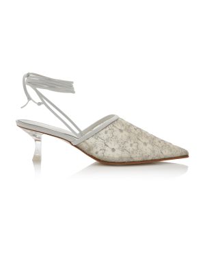 Reike Nen - Exclusive Riviera Bit Convertible Floral-Mesh Mules - Silver - IT 39 - Moda Operandi