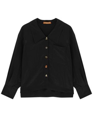 Rejina Pyo Akari Satin Shirt - Black - XS