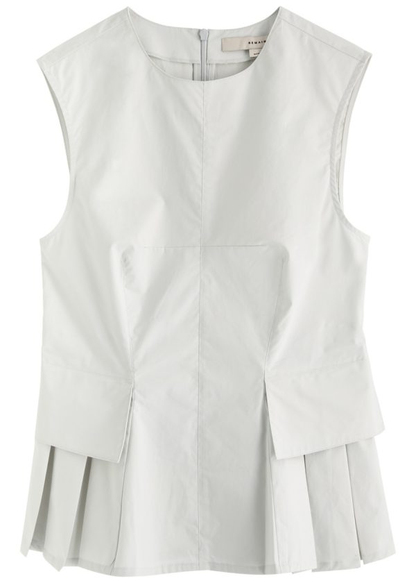Remain BY Birger Christensen Peplum Cotton-poplin top - Off White - 40 (UK12 / M)
