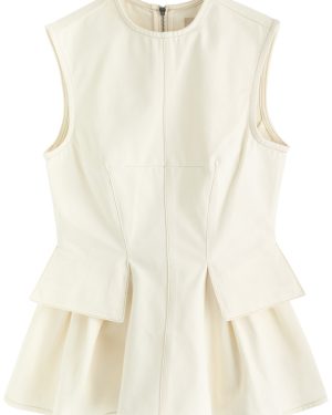 Remain BY Birger Christensen Peplum Denim top - Ecru - 42 (UK14 / L)