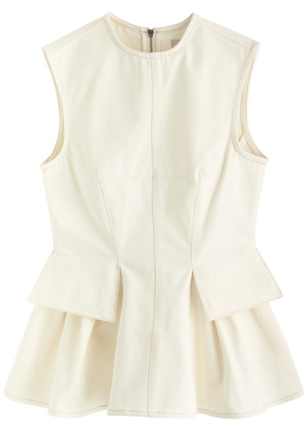 Remain BY Birger Christensen Peplum Denim top - Ecru - 42 (UK14 / L)